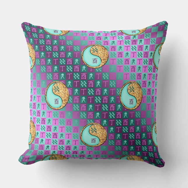 Aquarius & Fire Rooster Cushion (Front)