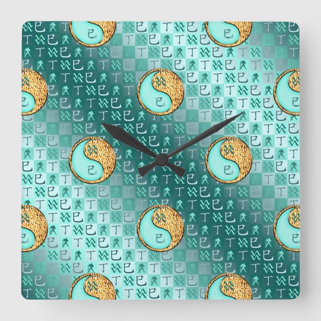 Aquarius & Fire Snake Square Wall Clock (Front)