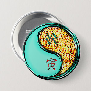 Aquarius & Fire Tiger 7.5 Cm Round Badge