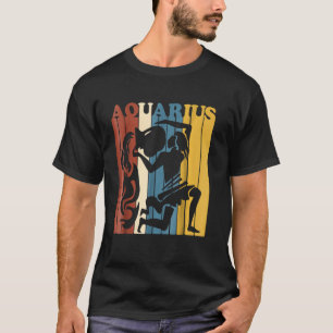 Aquarius  Funny Retro Sunset Zodiac Sign Birthday T-Shirt