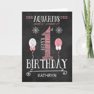 AQUARIUS Girl 1st Birthday Born Jan 21 to Feb 19 Card