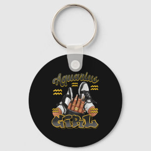 Aquarius Girl Birthday Afro Queen Sneakers Zodiac  Key Ring