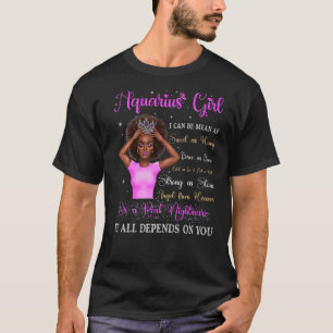 Aquarius Girl Black Queen Zodiac Birthday Afro Wom T-Shirt