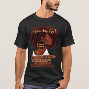 Aquarius Girl Funny  For Black Women Melanin Afro  T-Shirt