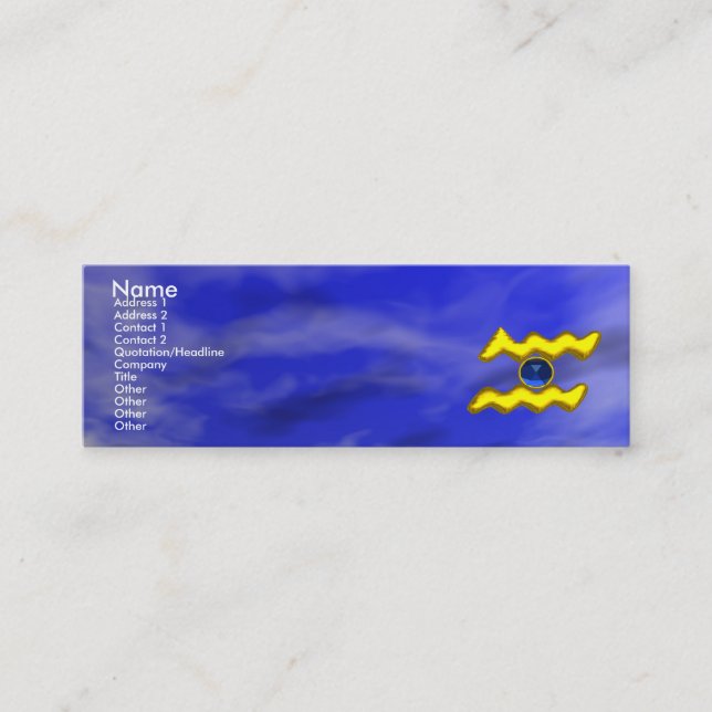AQUARIUS GOLD JEWEL,blue sapphire, yellow Mini Business Card (Front)