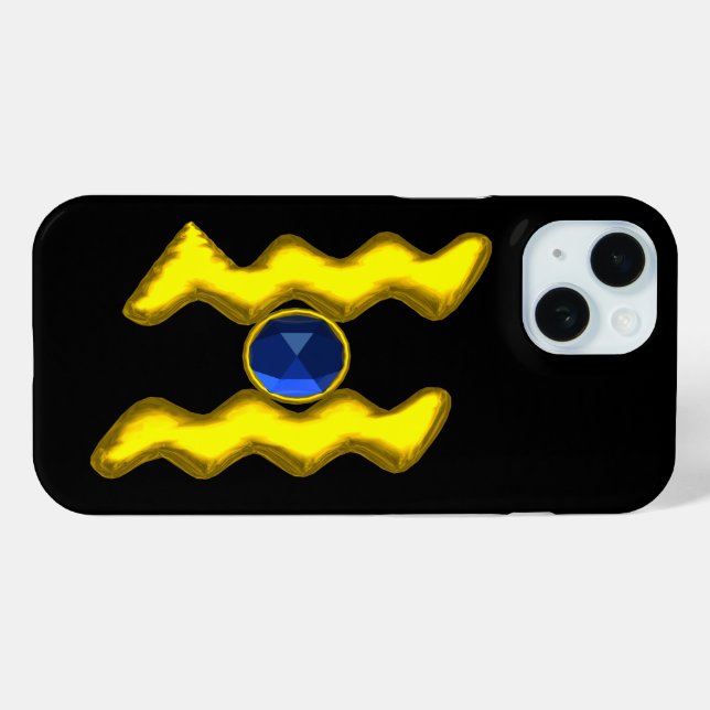 AQUARIUS /GOLD ZODIAC BIRTHDAY JEWEL Case-Mate iPhone CASE (Back (Horizontal))