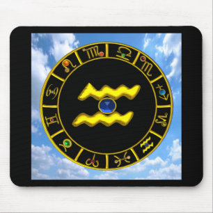 AQUARIUS /GOLD ZODIAC BIRTHDAY JEWEL MOUSE PAD
