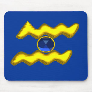 AQUARIUS /GOLD ZODIAC BIRTHDAY JEWEL MOUSE PAD