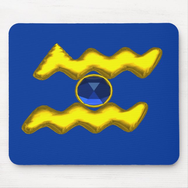 AQUARIUS /GOLD ZODIAC BIRTHDAY JEWEL MOUSE PAD (Front)