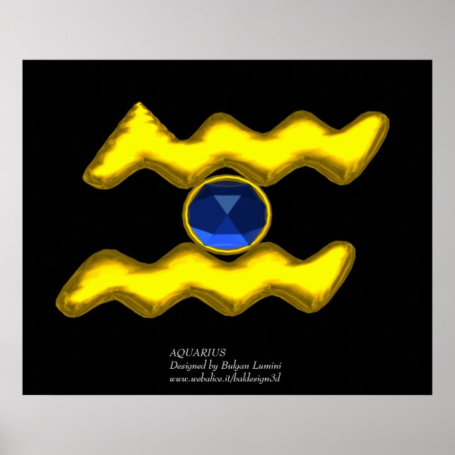 AQUARIUS /GOLD ZODIAC BIRTHDAY JEWEL POSTER (Front)