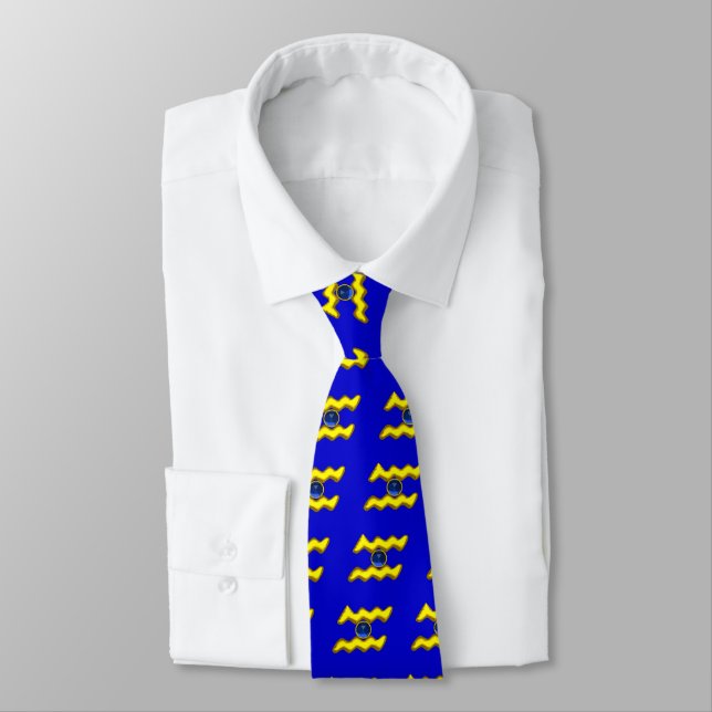 AQUARIUS /GOLD ZODIAC BIRTHDAY JEWEL TIE (Tied)