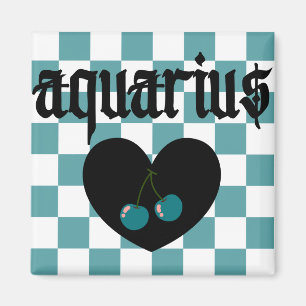 Aquarius Gothic Aesthetic Chequered Cherries Art Magnet