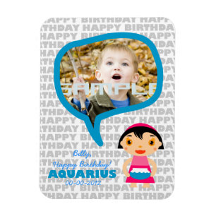 Aquarius Happy Birthday Keepsake for kids Magnet