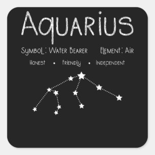 Aquarius Horoscope Astrology Star Sign Birthday Square Sticker