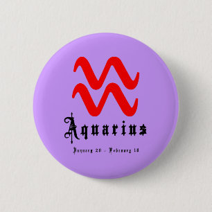 Aquarius, Horoscope, zodiac, astrology 6 Cm Round Badge