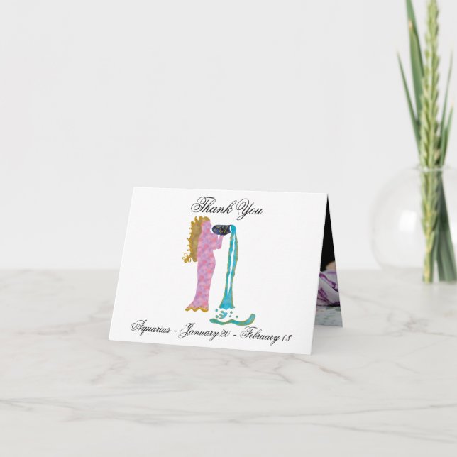 Aquarius Impressionist Painting Style & Gold Thank You Card (Front)