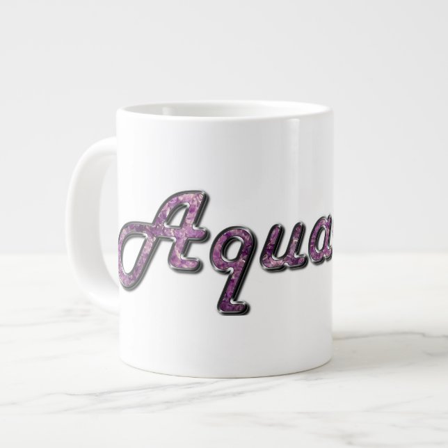 Aquarius in Amethyst Gemstone Large Coffee Mug (Front Left)