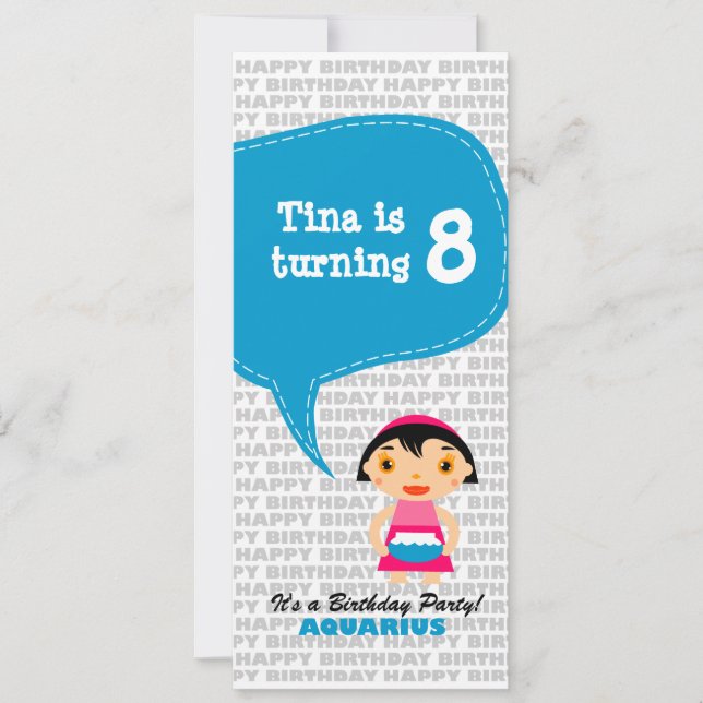 Aquarius Invitation Birthday Party (Front)