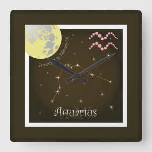 Aquarius January 21 to February 18 Uhr Square Wall Clock