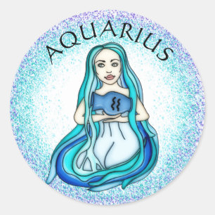 Aquarius Lady with Water Vase Classic Round Sticker
