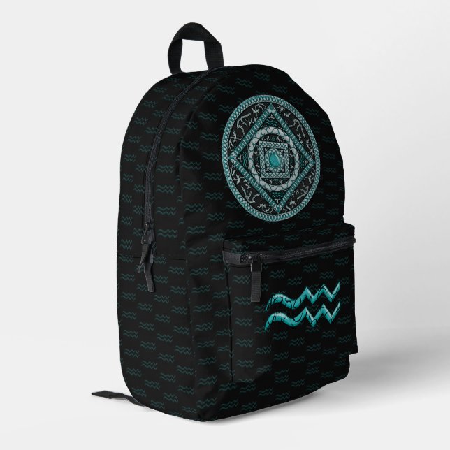 Aquarius Mandala Printed Backpack (Back Corner Left)