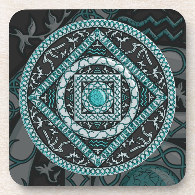 Aquarius Mandala Square Coaster (Front)