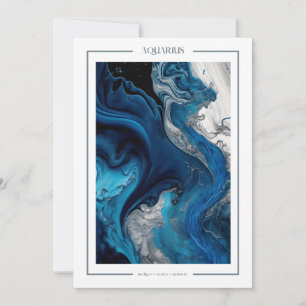 Aquarius Marble Watercolor Zodiac Birthday Card