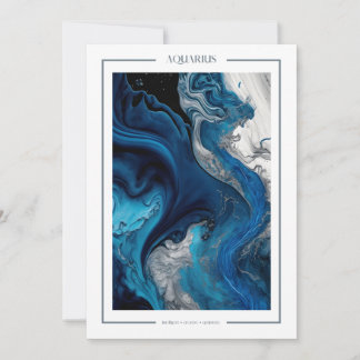 Aquarius Marble Watercolor Zodiac Birthday Card
