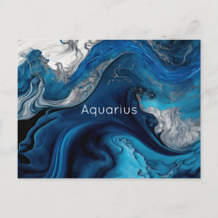 Aquarius Marble Watercolor Zodiac Postcard