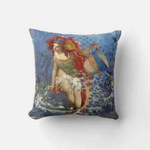 Aquarius Mermaid Gothic Blue Art Cushion