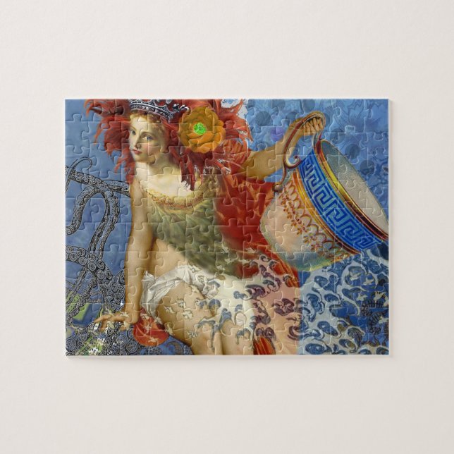 Aquarius Mermaid Gothic Blue Art Jigsaw Puzzle (Horizontal)