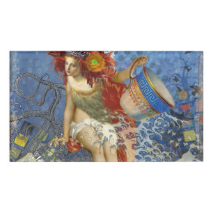 Aquarius Mermaid Gothic Blue Art Name Tag