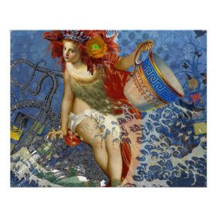 Aquarius Mermaid Gothic Blue Art Poster