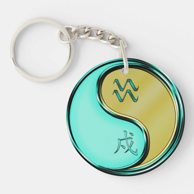 Aquarius & Metal Dog Key Ring (Front)