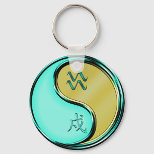 Aquarius & Metal Dog Key Ring