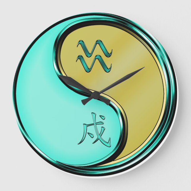 Aquarius & Metal Dog Large Clock (Front)