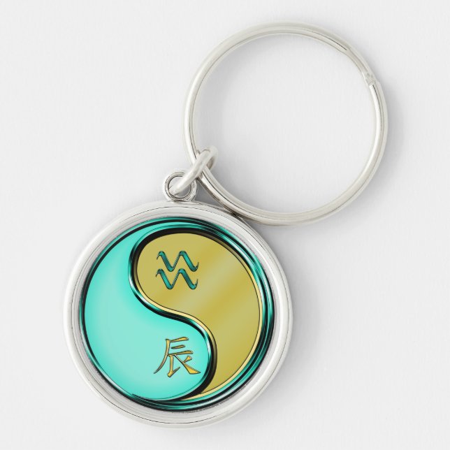 Aquarius & Metal Dragon Key Ring (Front)