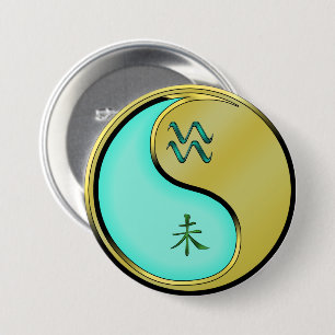 Aquarius & Metal Goat 7.5 Cm Round Badge