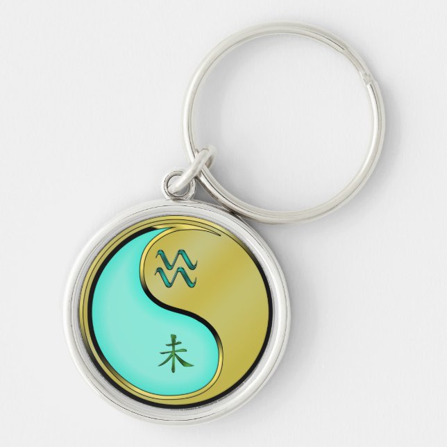 Aquarius & Metal Goat Key Ring (Front)