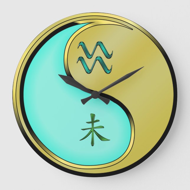 Aquarius & Metal Goat Large Clock (Front)