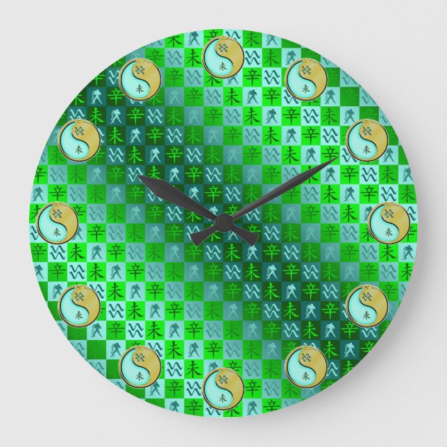 Aquarius & Metal Goat Large Clock (Front)