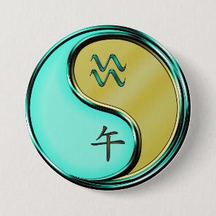 Aquarius & Metal Horse 7.5 Cm Round Badge
