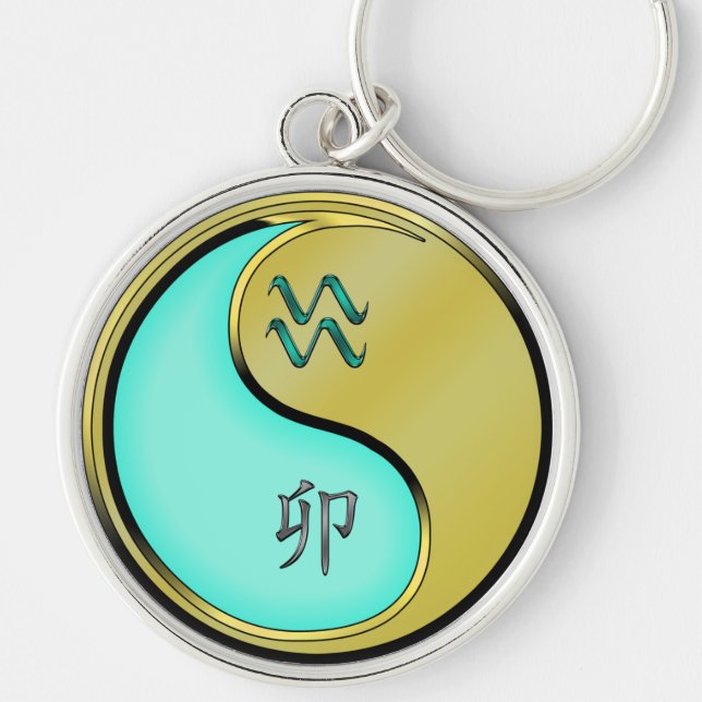 Aquarius & Metal Rabbit Key Ring (Front)