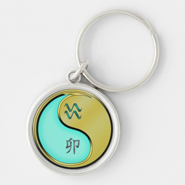 Aquarius & Metal Rabbit Key Ring (Front)