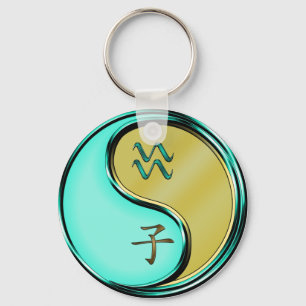 Aquarius & Metal Rat Key Ring