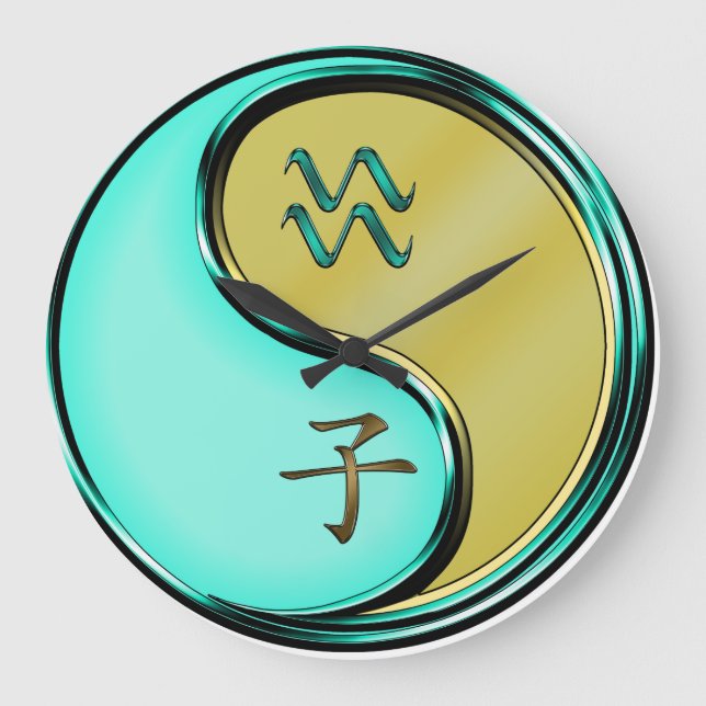 Aquarius & Metal Rat Large Clock (Front)