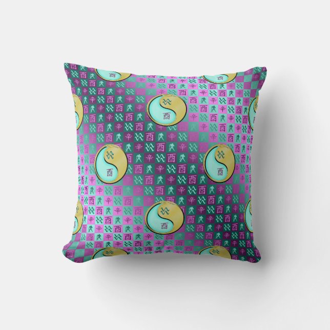 Aquarius & Metal Rooster Cushion (Front)
