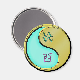 Aquarius & Metal Rooster Magnet