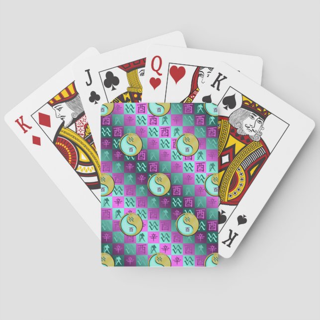 Aquarius & Metal Rooster Playing Cards (Back)