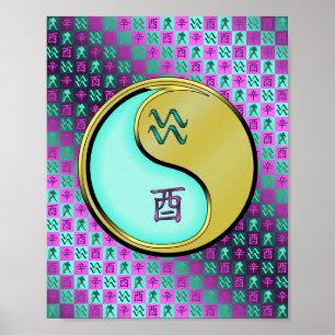 Aquarius & Metal Rooster Poster